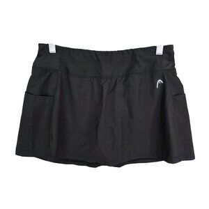Womens HEAD Black Skort Skirt Athletic Gym Polyester Spandex Blend Stretch M